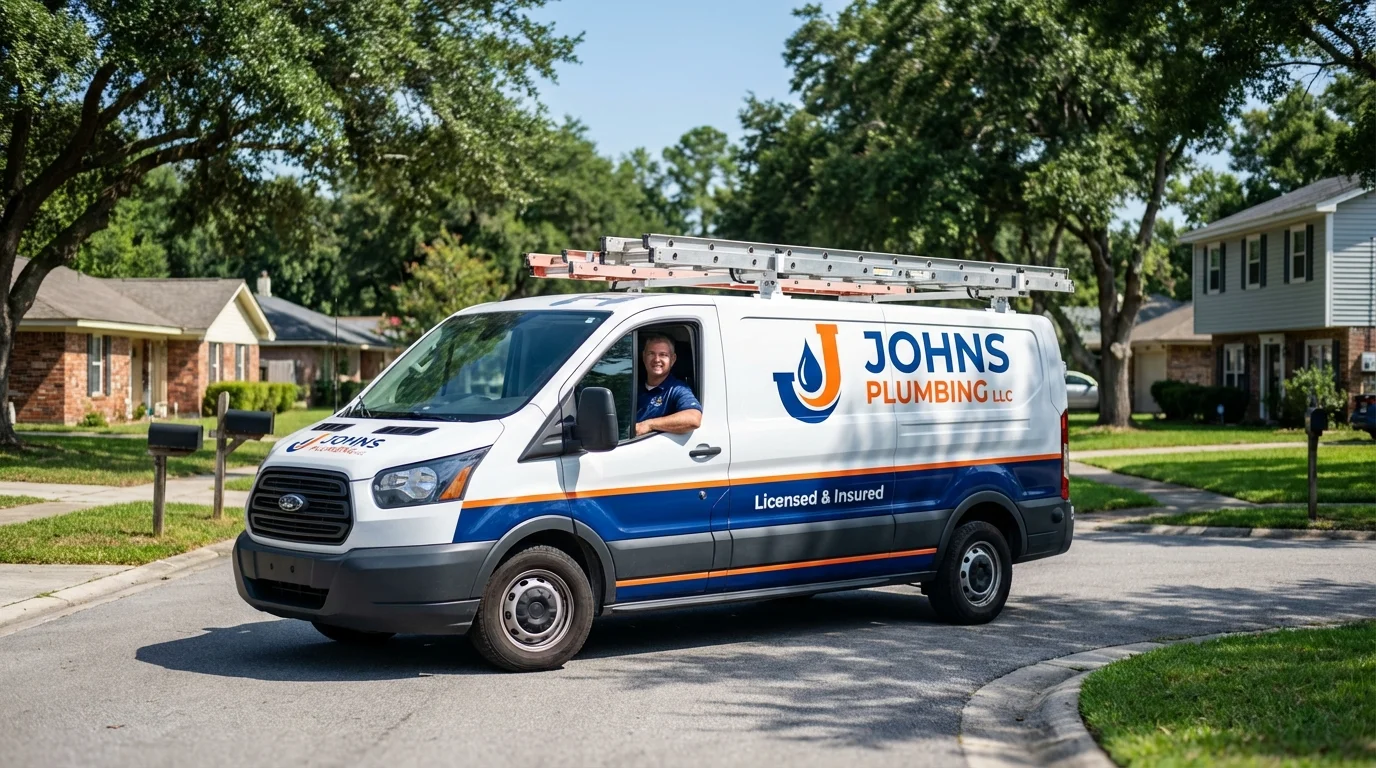 Johns Plumbing LLC service van in Mountain Iron, MN