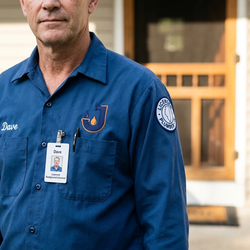 Licensed plumber showing ID badge in Mountain Iron, MN