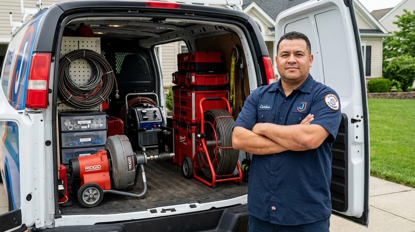 Professional drain cleaning equipment and Johns Plumbing LLC plumber in Mountain Iron