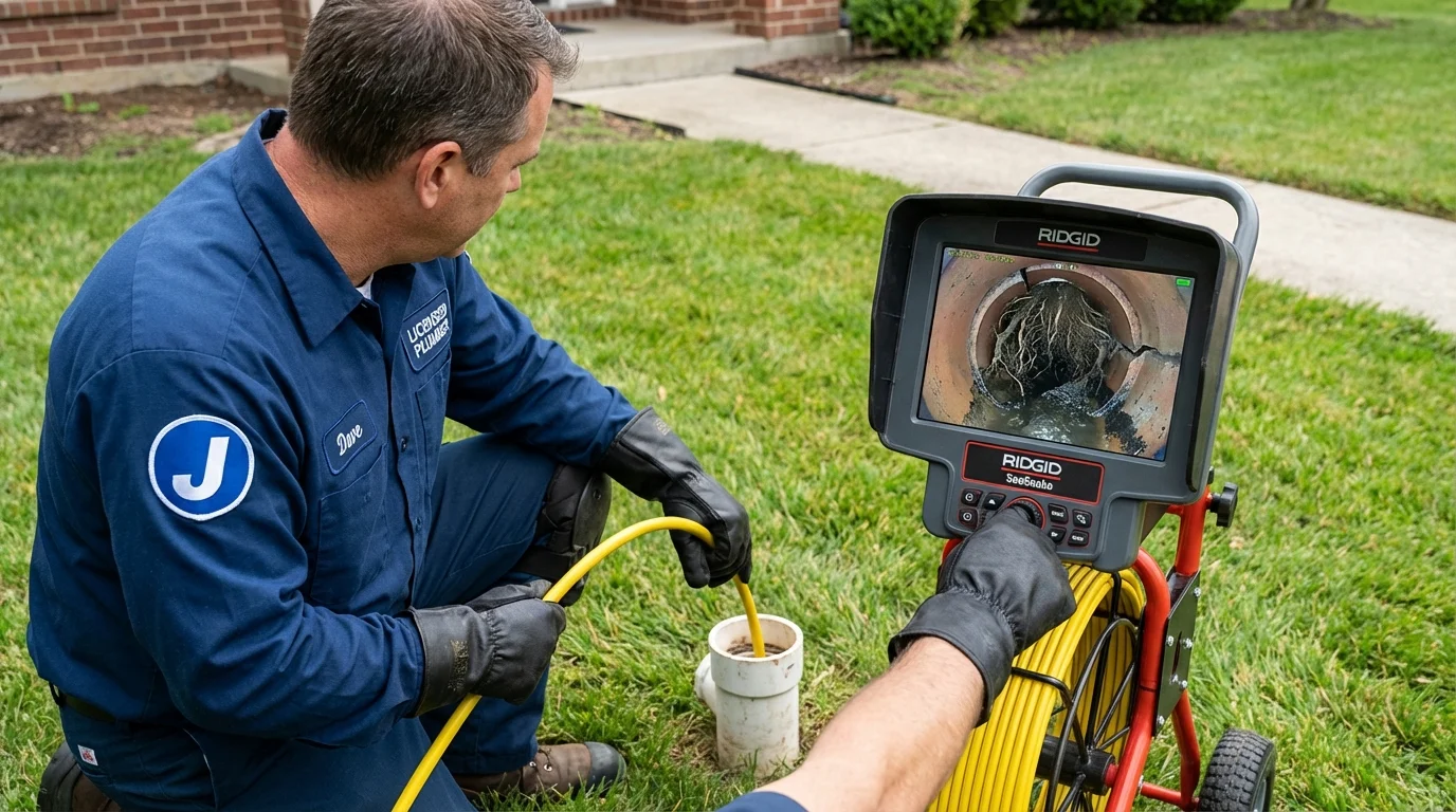 Sewer camera inspection being performed by Johns Plumbing LLC in Mountain Iron