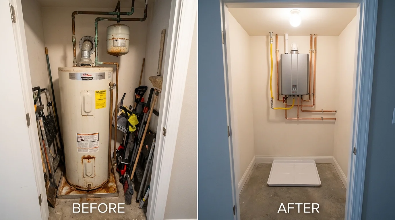 Tank water heater versus wall-mounted tankless unit comparison for Mountain Iron, MN homeowners